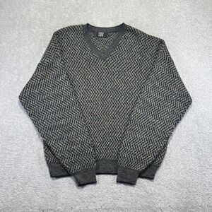 VINTAGE TSR Sweater Mens XL V-Neck Zigzag Textured Knit Acrylic Cotton USA Made